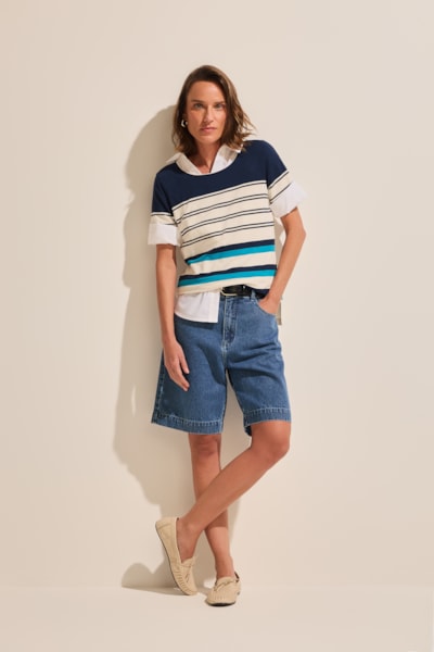 Segunda imagem do produto Bermuda Jeans Medium Indigo Stroke