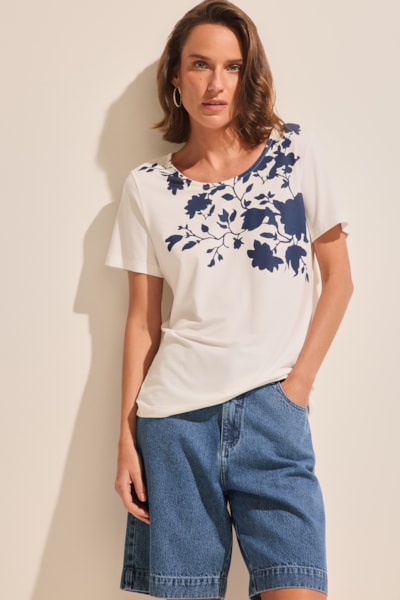 Blusa Coppola Estampada Stroke Off White