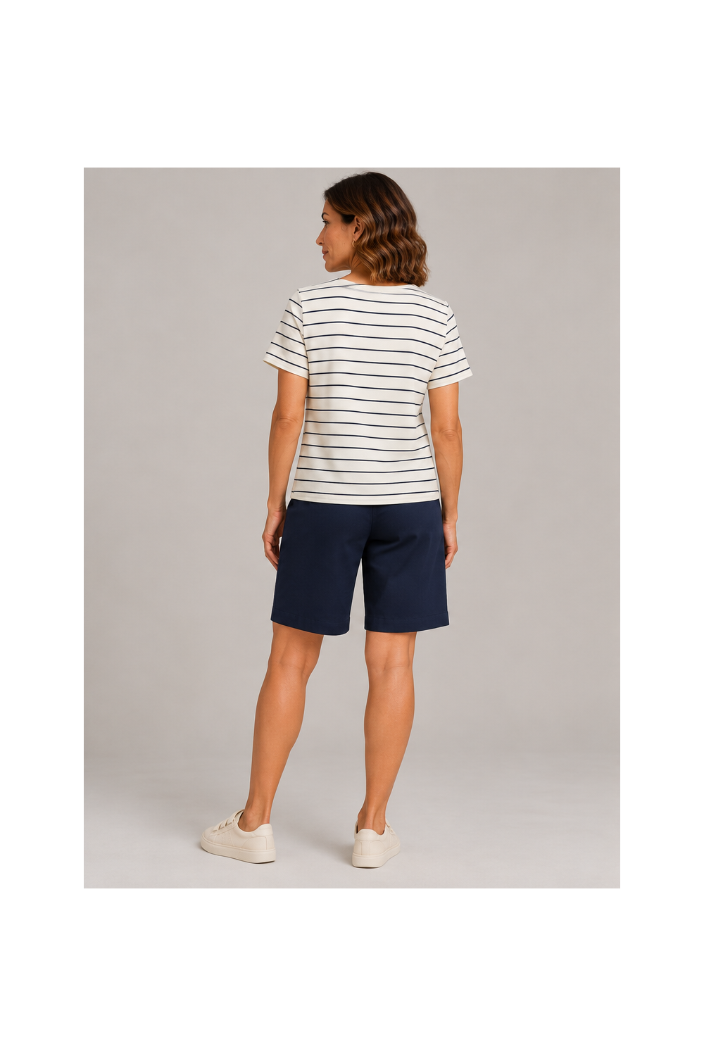 Blusa Coppola Maga Curta Listrada Stroke Stroke OFF WHITE/MARINHO 06 - Imagem 2