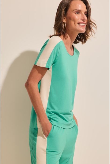 Blusa Coppola Manga Curta Bicolor Stroke