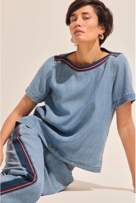Blusa Jeans Chambrê Light Indigo Stroke