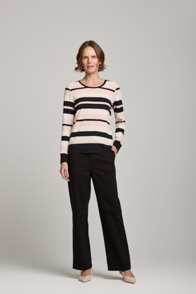Blusa Listrada M/l C/ Punho