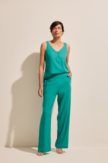 Calça Pantalona Linho Stroke Collection