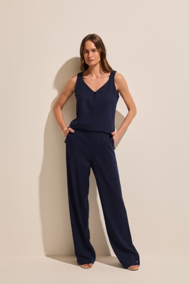 Calça Pantalona Linho Stroke Collection