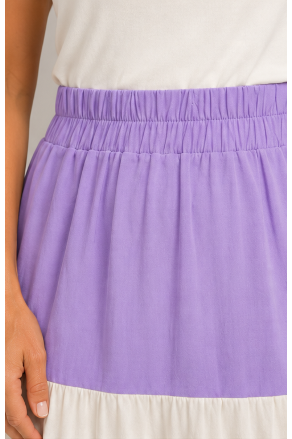 Saia Longa Bicolor Com Babados Stroke Stroke LILAS/OFF WHITE - Imagem 3