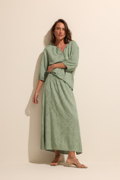 Saia Midi Em Viscose Jacquard