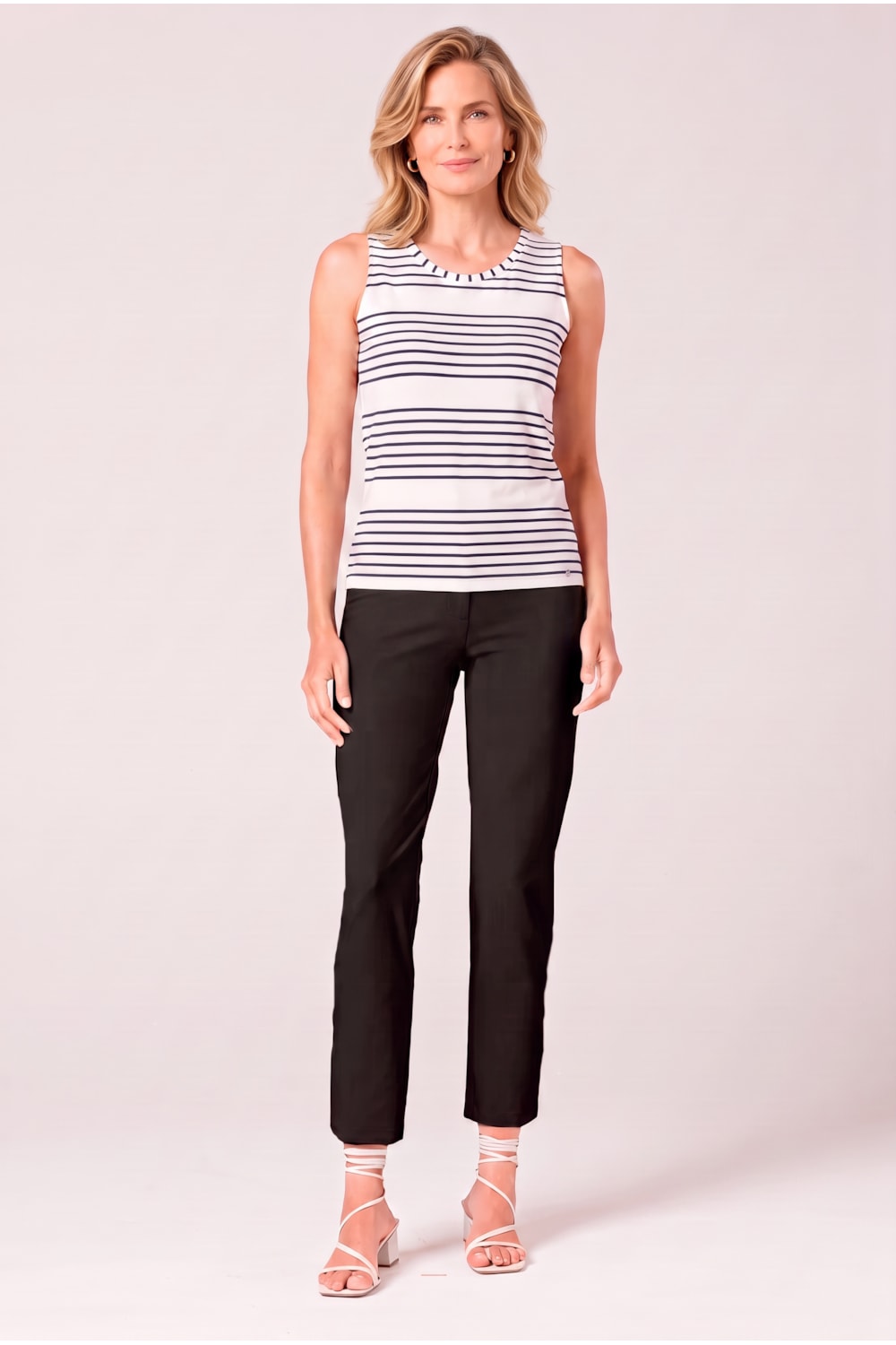 Tunica Leninha Regata Stroke OFF WHITE/MARINHO - Imagem 1