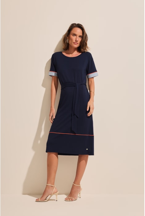 Vestido Anne M/c Marinho Stroke