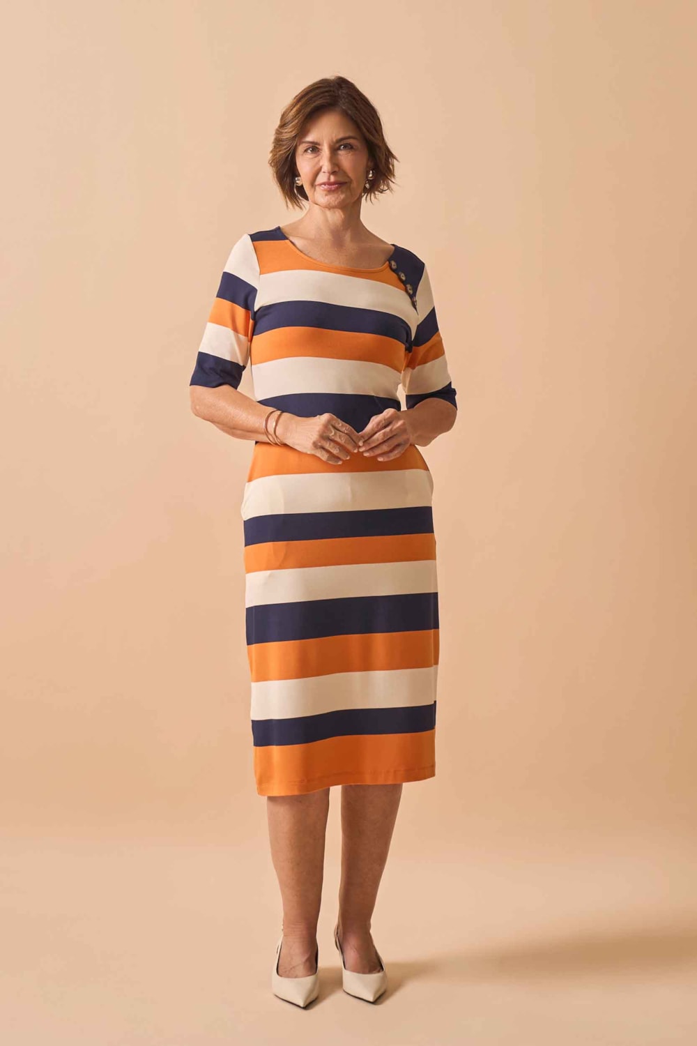 Vestido Anne Midi Listrado Stroke LISTRADO - Imagem 1