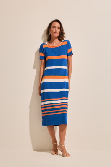 Vestido Anne Midi Listrado Stroke
