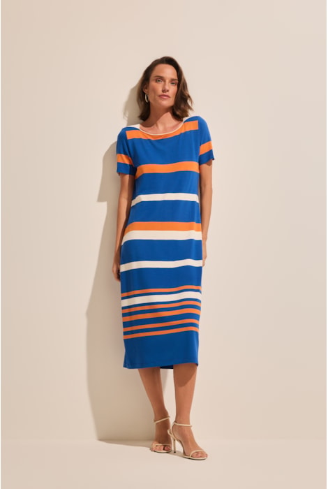 Vestido Anne Midi Listrado Stroke
