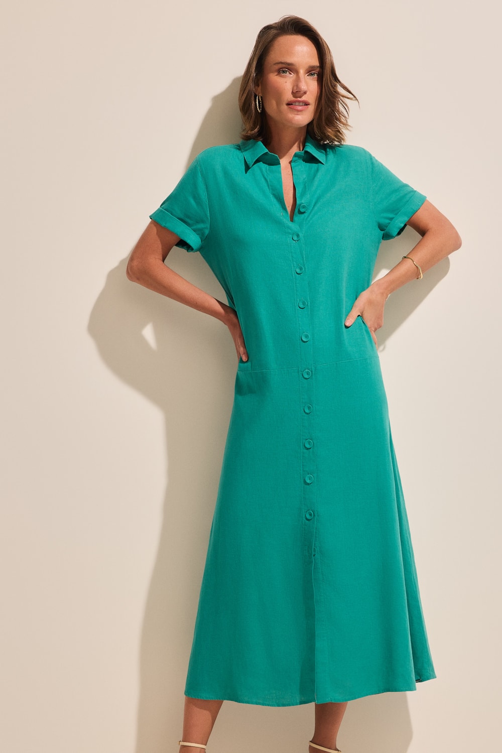 Vestido Chemisier Stroke Stroke VERDE JASPE - Imagem 3