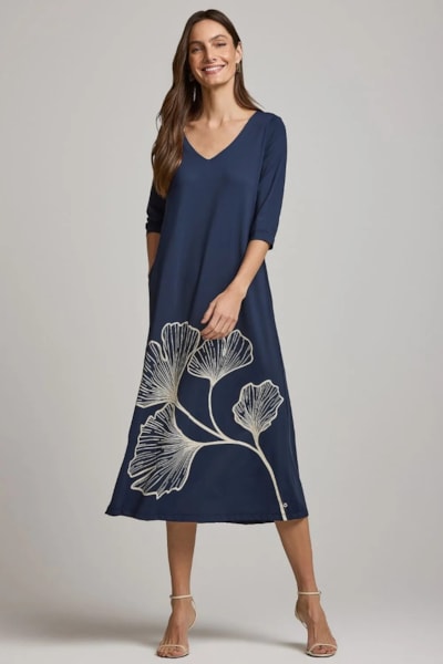 Vestido Mid Estampado Mg 3/4