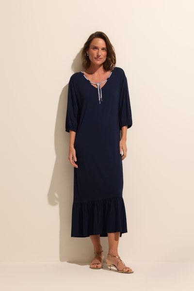 Vestido Midi Em Malha De Viscose